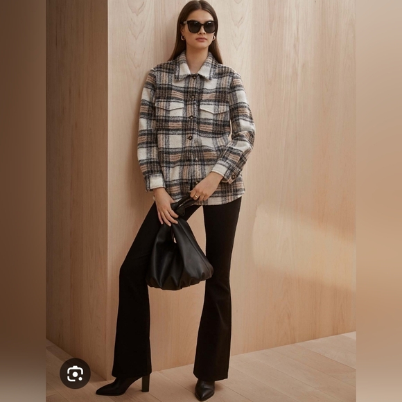 Ever New Melbourne Country Check Brown and Beige Plaid Shacket Jacket Size 2 - Picture 12 of 12